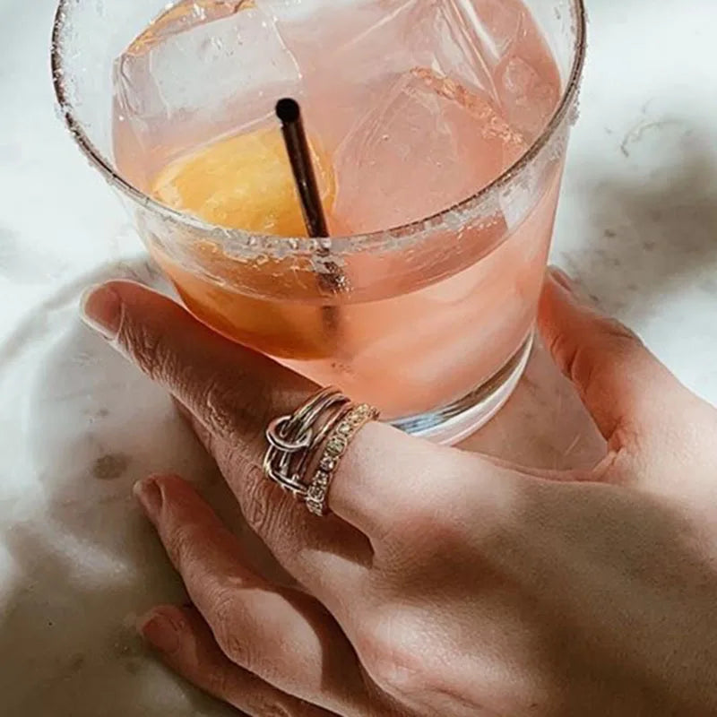 Triple Loop Ring Seitenansicht Edelstahl 316L