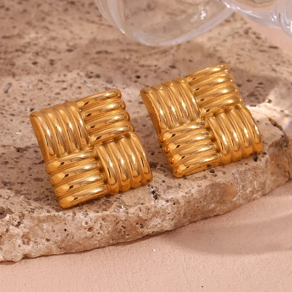 Gittermuster-Quadrat Ohrringe