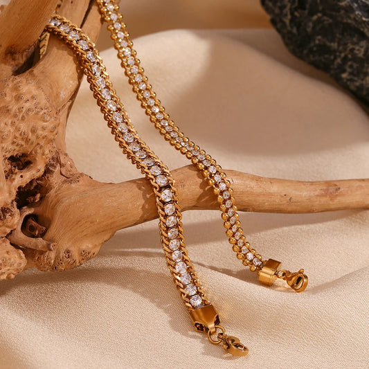 Dreilagiges Rundperlen-Zirkon-Armband