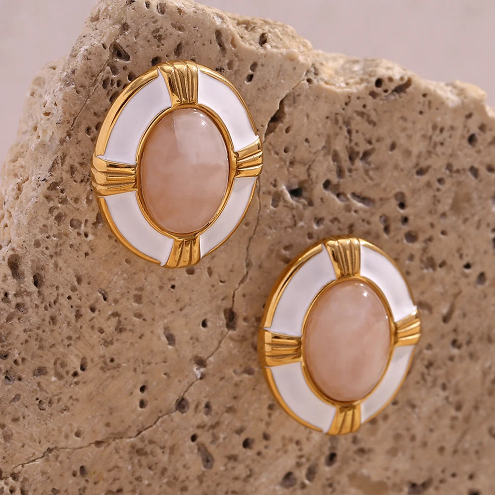 Ovale Naturstein Ohrringe