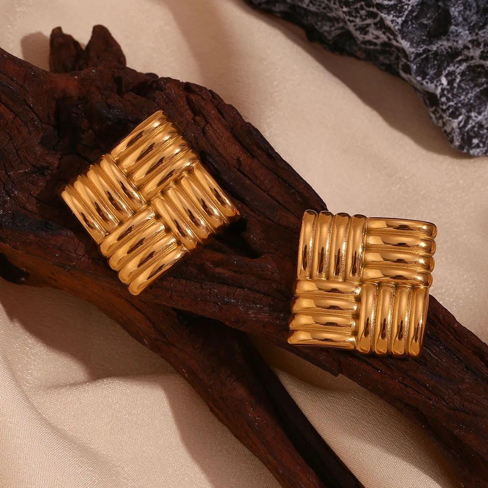 Gittermuster-Quadrat Ohrringe