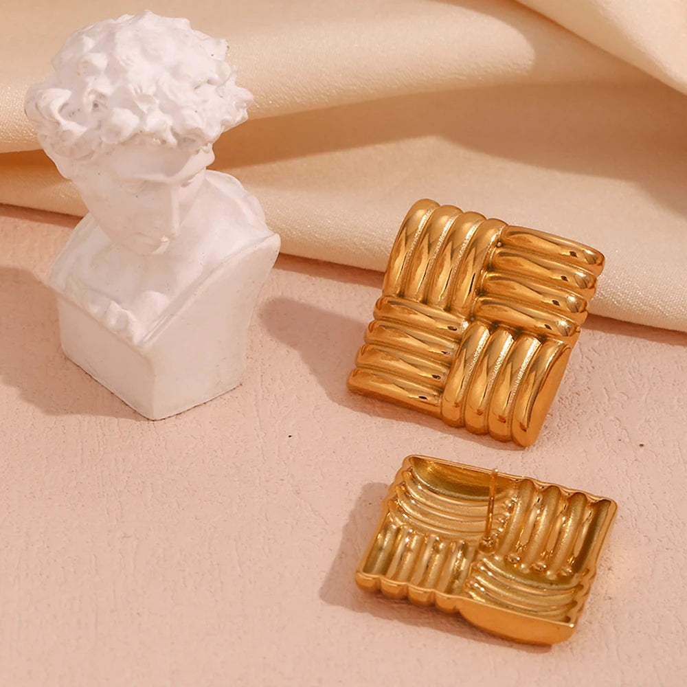 Gittermuster-Quadrat Ohrringe