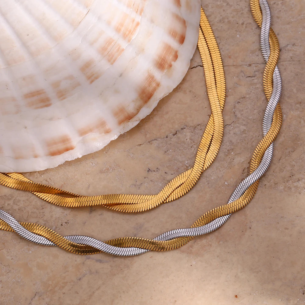 Flechtmuster Heringsbein Halskette